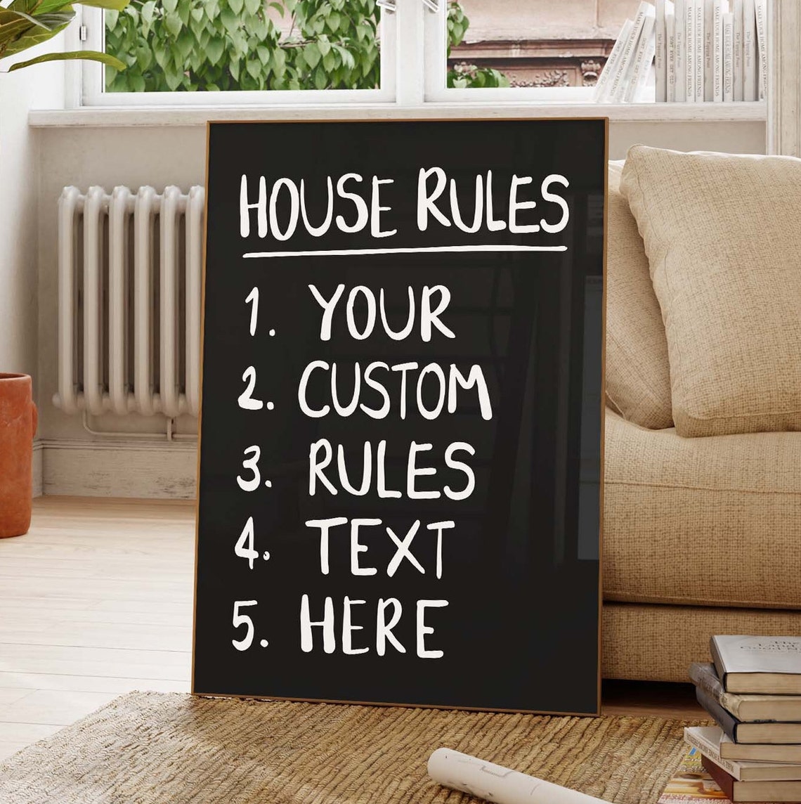 Your Custom Home Rules Text Here Black Poster Trendy Customizable Handwritten For Your Home Design Your Own House Rules Poster - Image 3