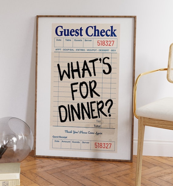 Guest Check Poster Print, What's For Dinner Kitchen Decor