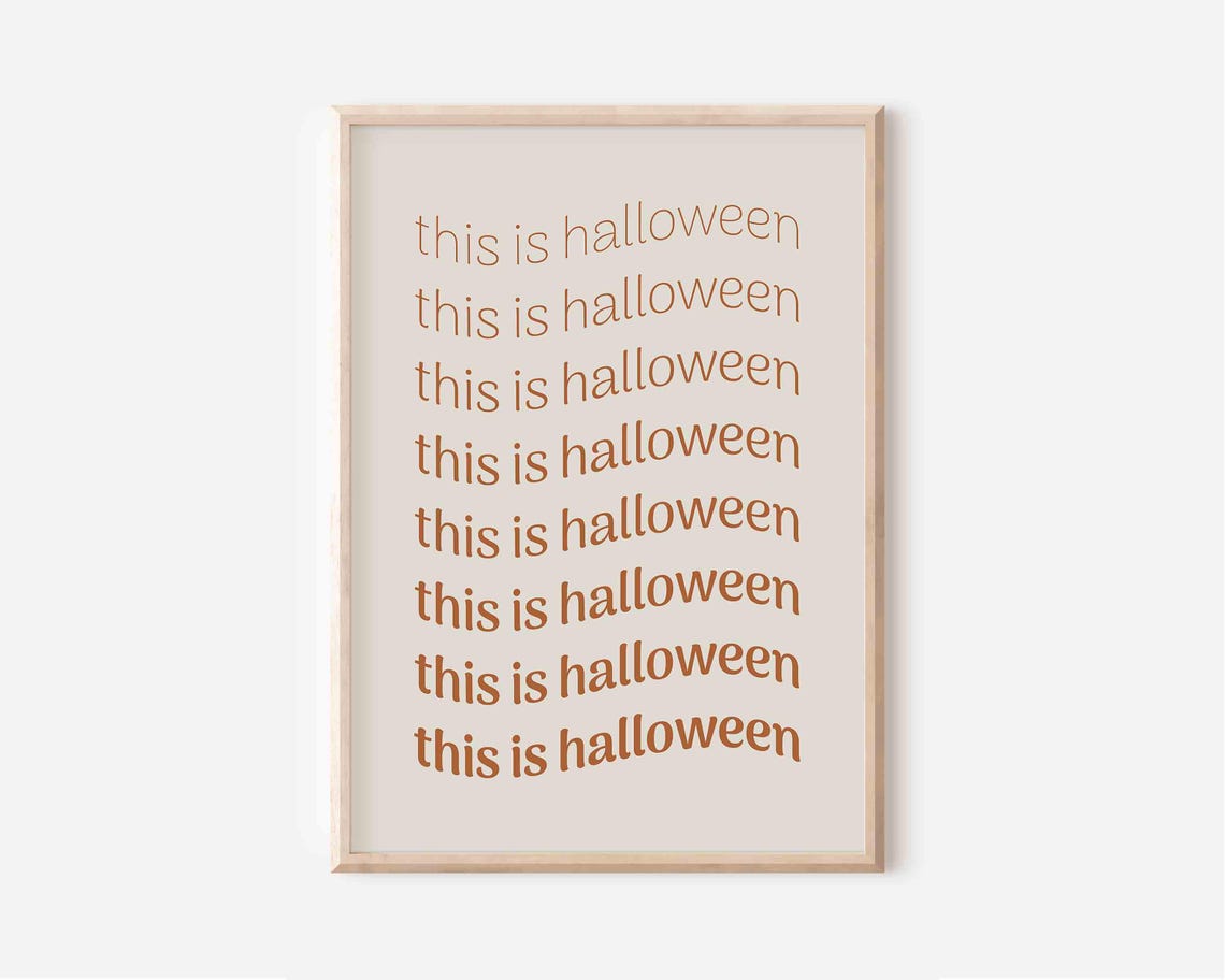 This Is Halloween Repeated Wavy Quote Minimalist Cream Poster - Image 3