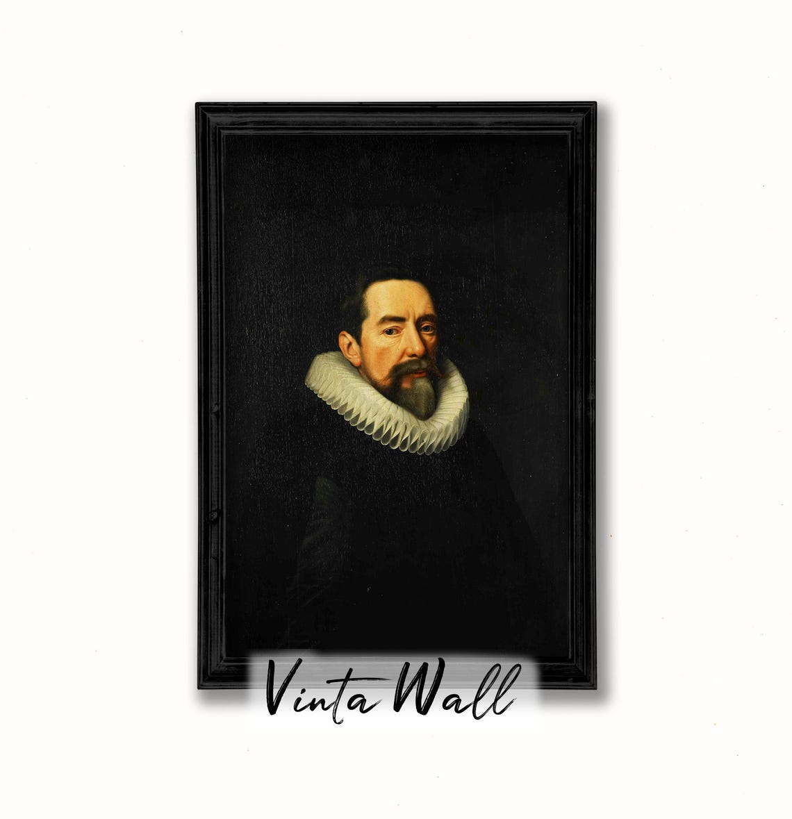Portrait Man Oil Painting Farmhouse Dark Academia Vintage Print Gentleman Long Black Beard Art Country Wall Antique Moustache - Image 2