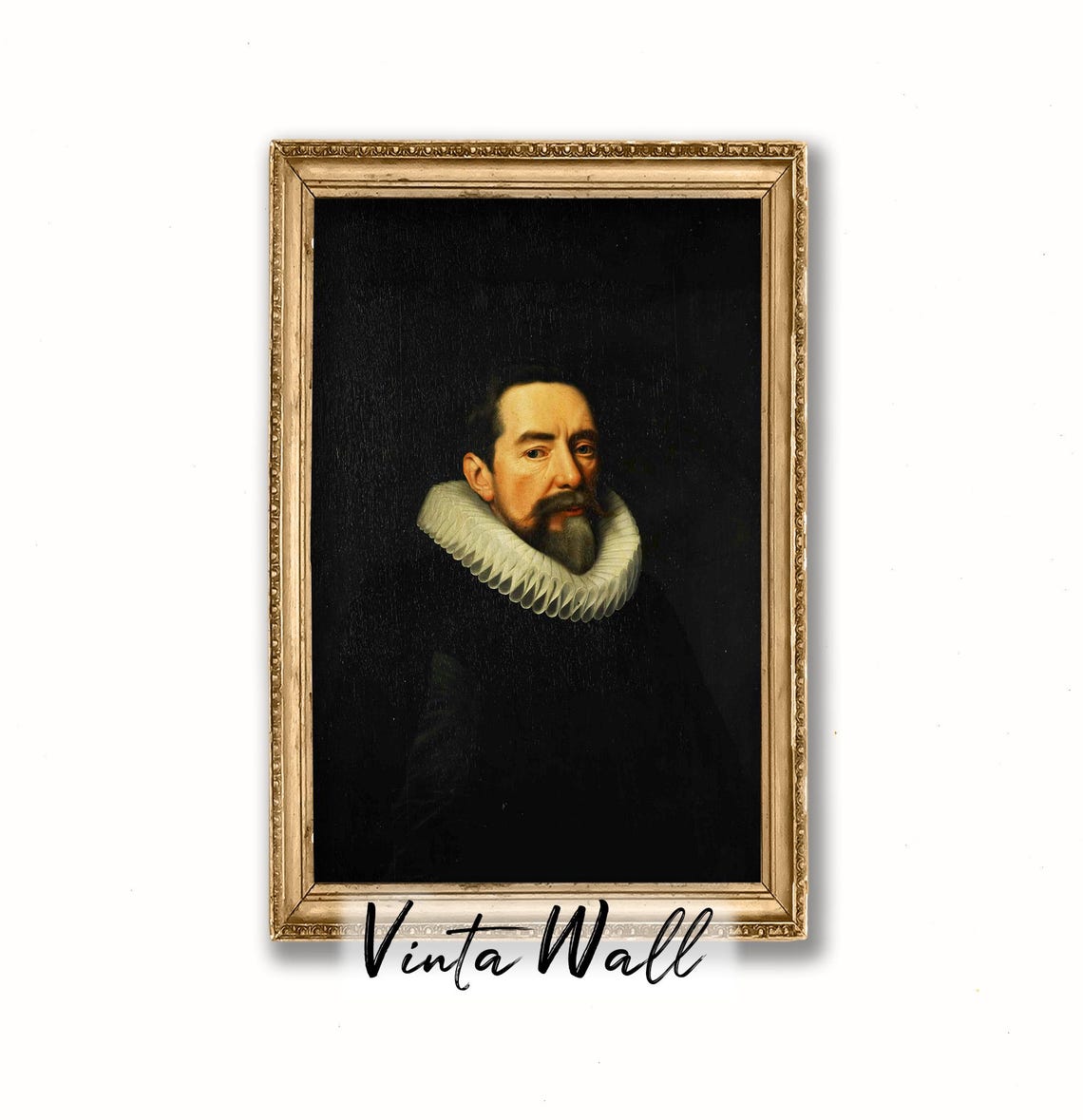 Portrait Man Oil Painting Farmhouse Dark Academia Vintage Print Gentleman Long Black Beard Art Country Wall Antique Moustache - Image 4