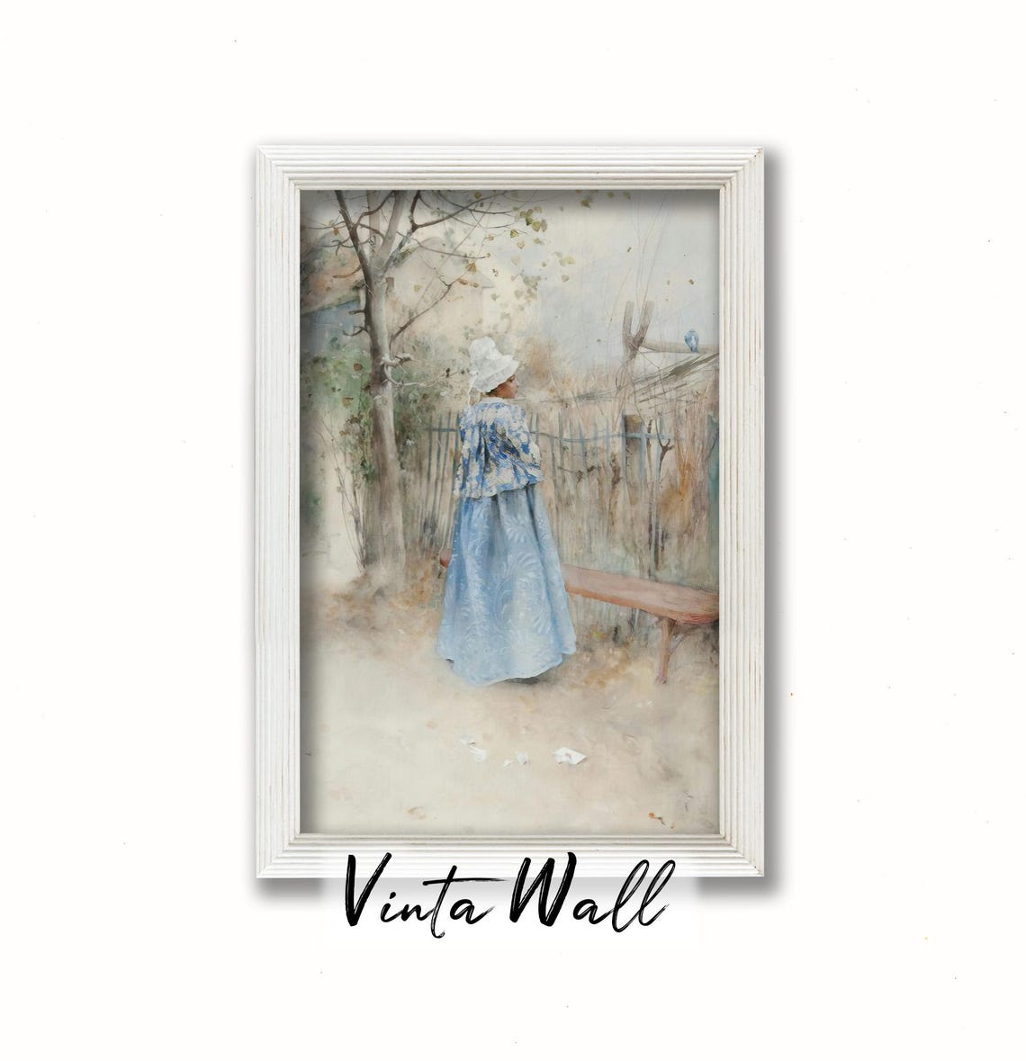 Portrait Young Lady Oil Painting Rich Noble Woman Farmhouse Vintage Print Hat Art Country Wall Antique Muted Grey Colours Winter - Image 3