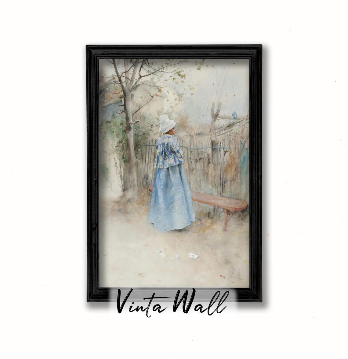 Portrait Young Lady Oil Painting Rich Noble Woman Farmhouse Vintage Print Hat Art Country Wall Antique Muted Grey Colours Winter - Image 2