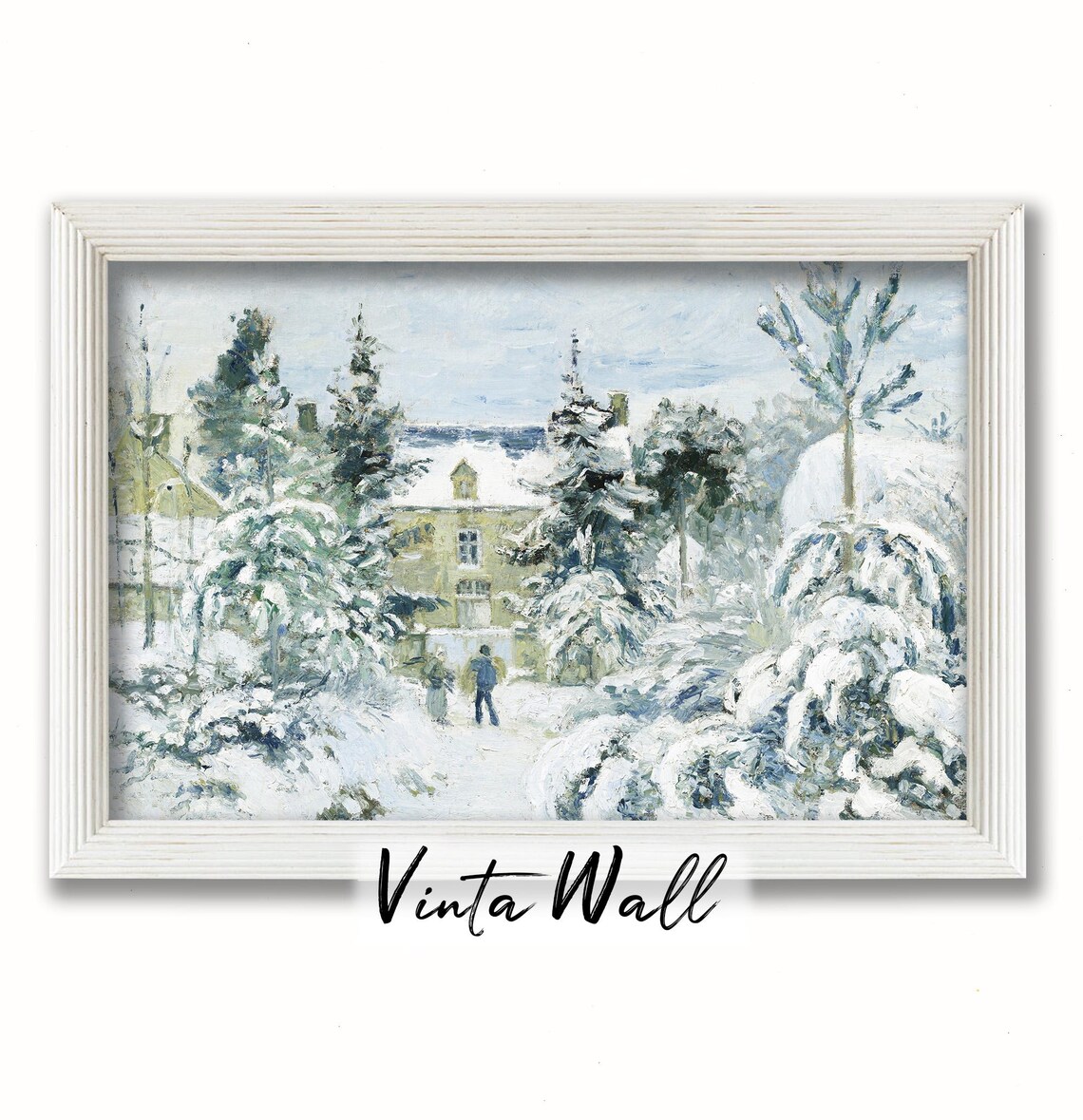 Snowy Winter Cottage among Frosted Firs Vintage Impressionist Poster - Image 4
