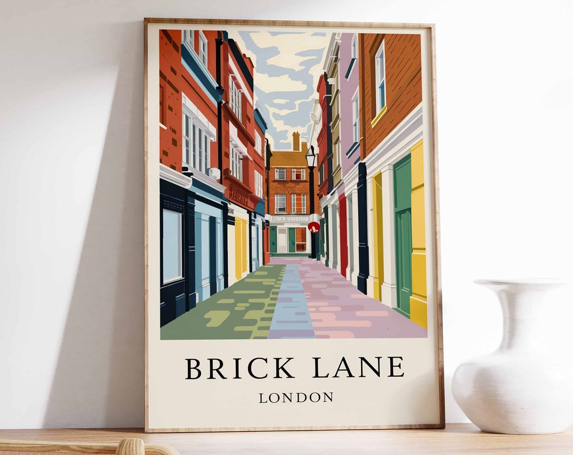Brick Lane Poster London Print London Art London Poster London Travel Print William Morris Print Retro London Art