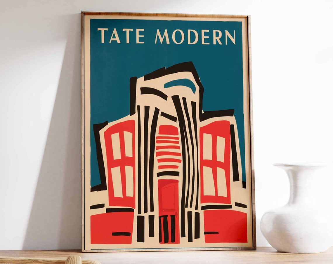 Tate Modern London Abstract Red and Black Gallery Art Poster