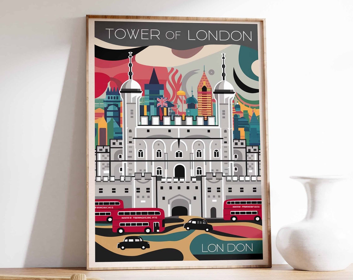 Tower Of London Poster London Print London Art London Poster London Travel Print William Morris Print Vintage Decor Retro Travel Art