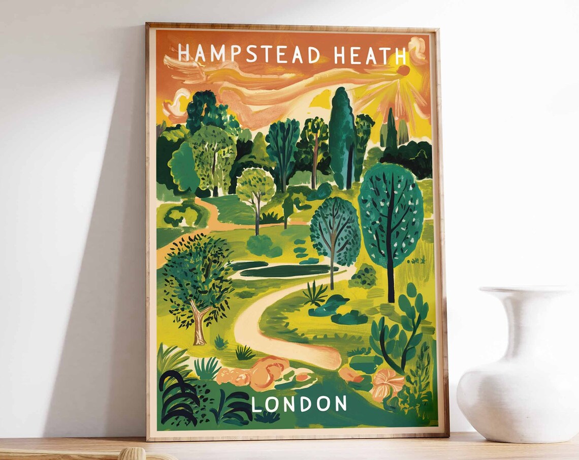 Hampstead Heath Golden Sunset Woodland London Nature Trail Poster