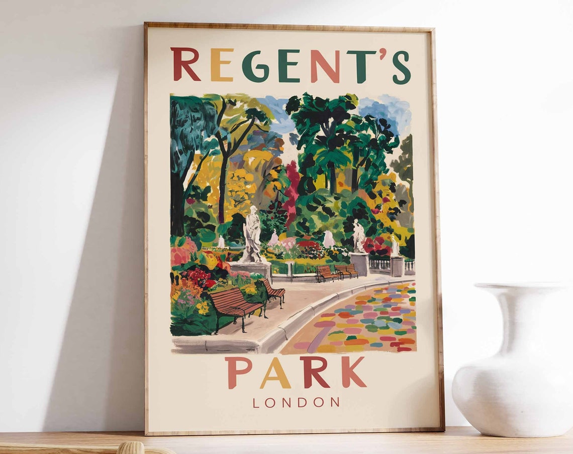 Regents Park Poster London Print London Art London Poster London Travel Print William Morris Print Retro London Art
