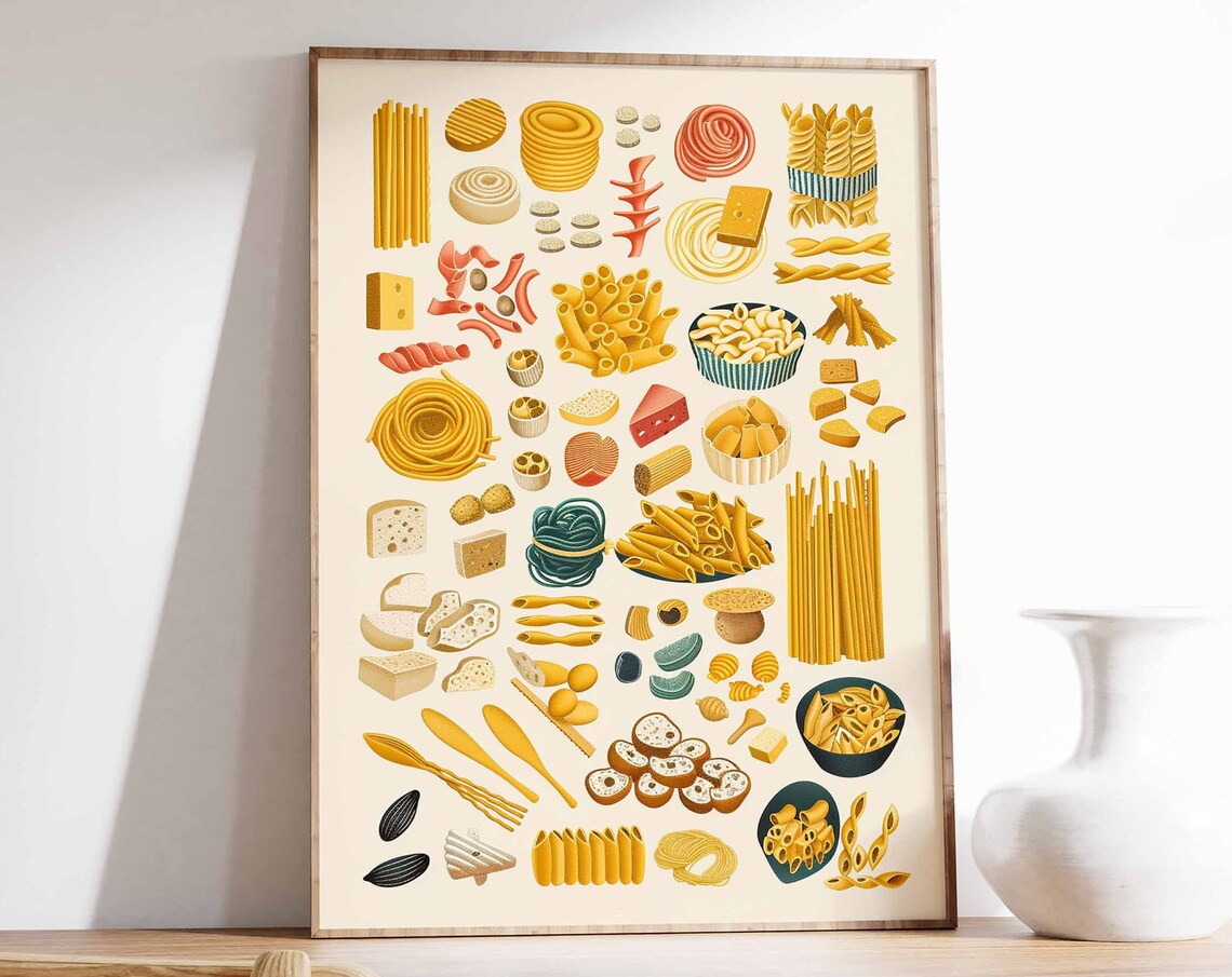 Pasta Poster, Italian Food Kitchen Art Print