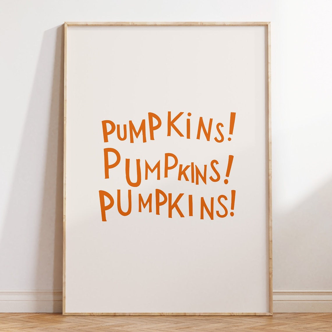 Playful Orange Pumpkins Repeat Typography Fall Season Decor Poster