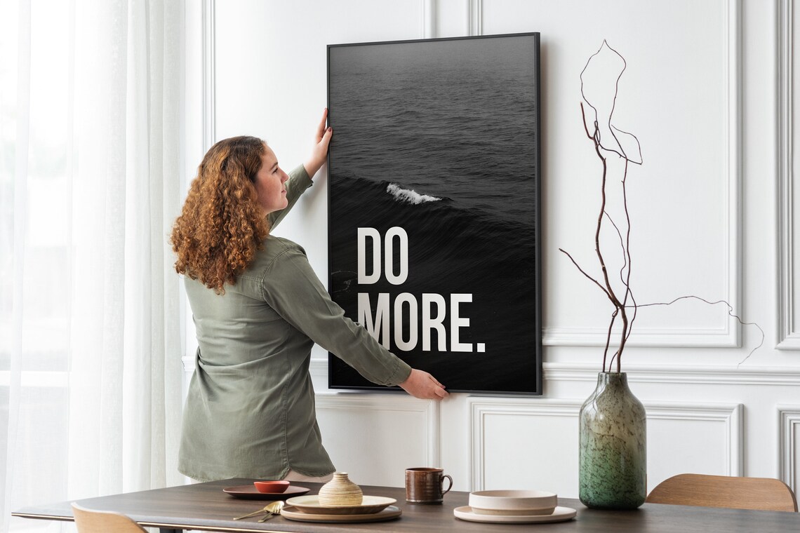 Do More Motivational Quote Over Dark Ocean Wave Photo Wall Poster - Image 3