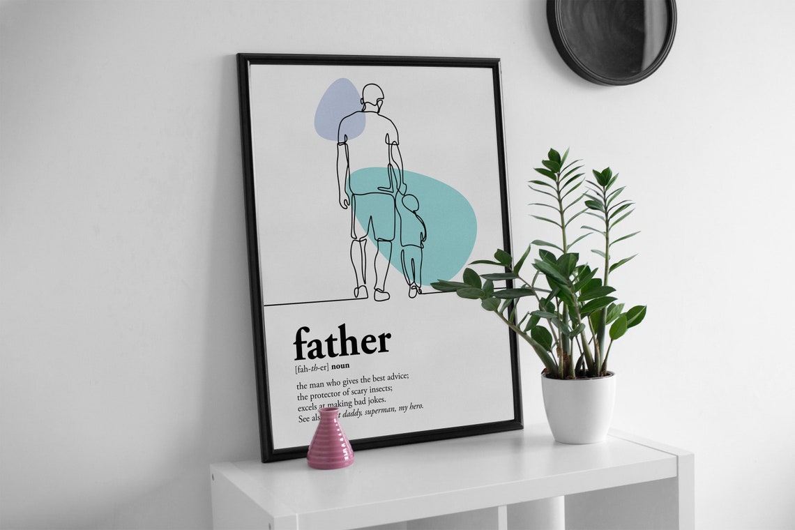 Father Definition Line Art Dad and Child Silhouette Quote Poster - Image 3