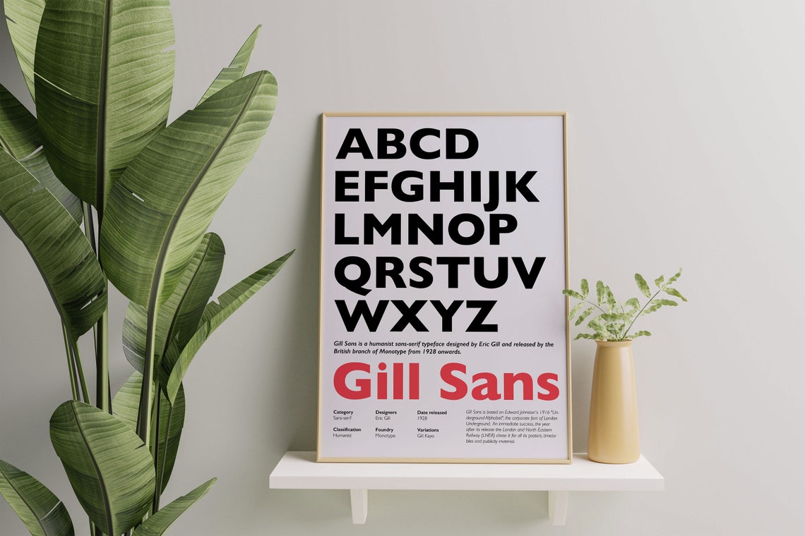 Gill Sans Typeface Alphabet Classic Typography Designer Poster - Image 2