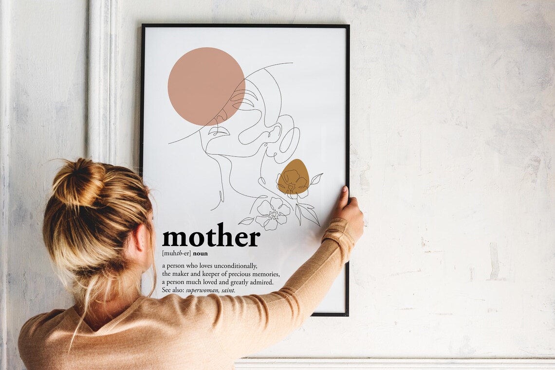 Mother Definition Floral Line Art Portrait Sentimental Quote Poster - Image 6