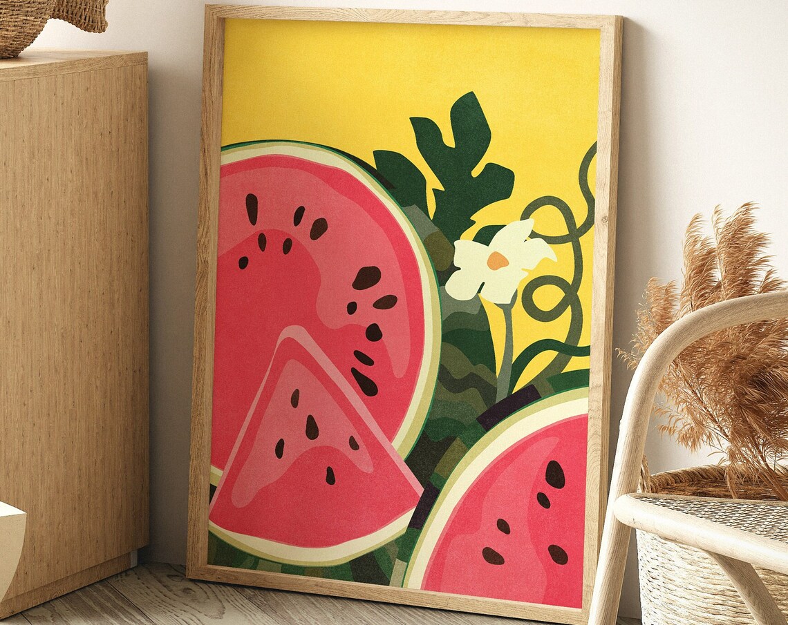 Colorful Watermelon Slices Tropical Summer Fruit Illustration Poster - Image 3
