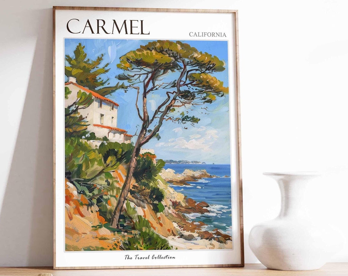 Carmel Poster California Travel Print Californian Decor North America Travel Poster Carmel Wall Art Sea Print Carmel Travel Poster