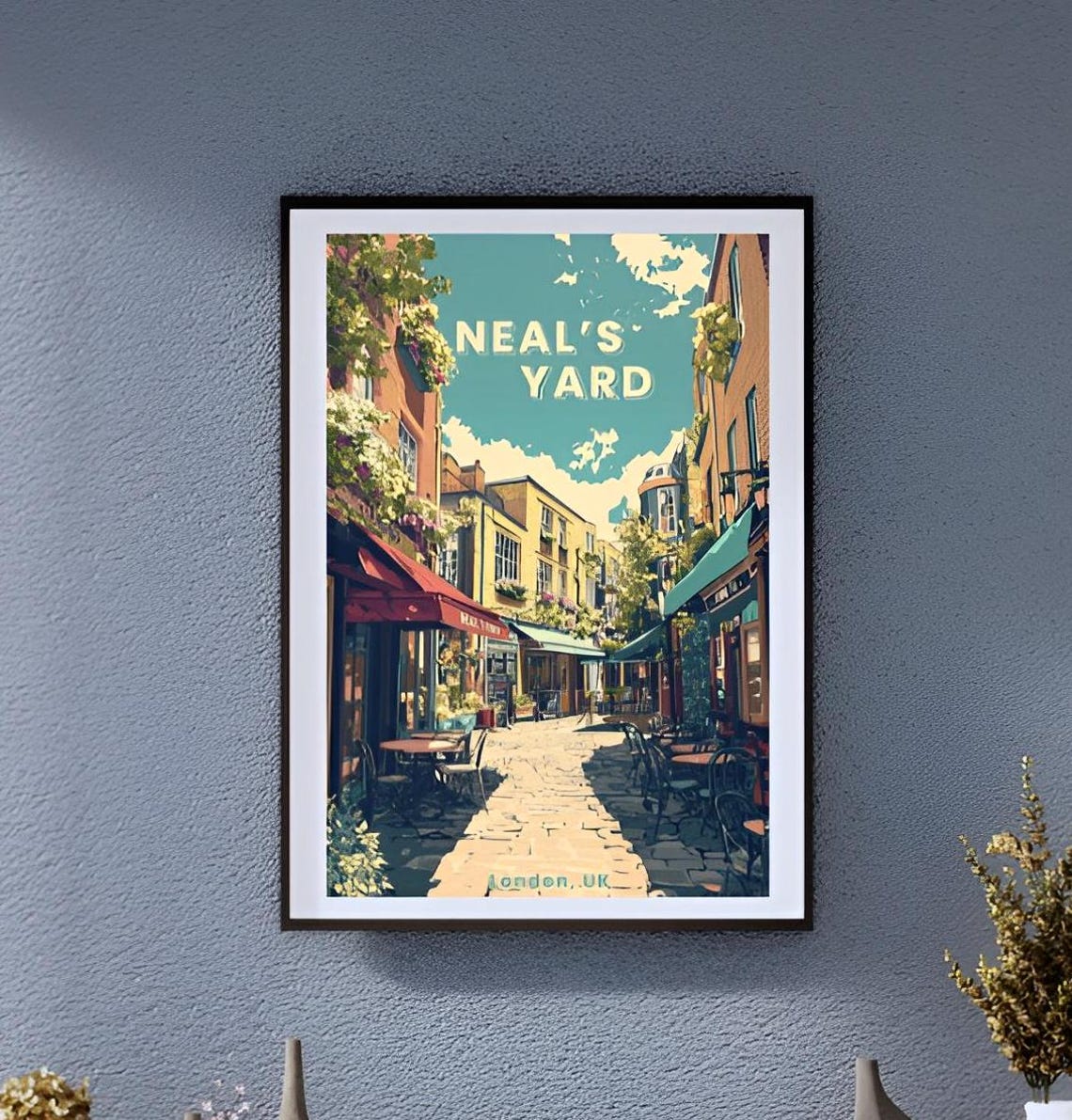 Vintage Neals Yard London Covent Garden Courtyard Cafes Poster