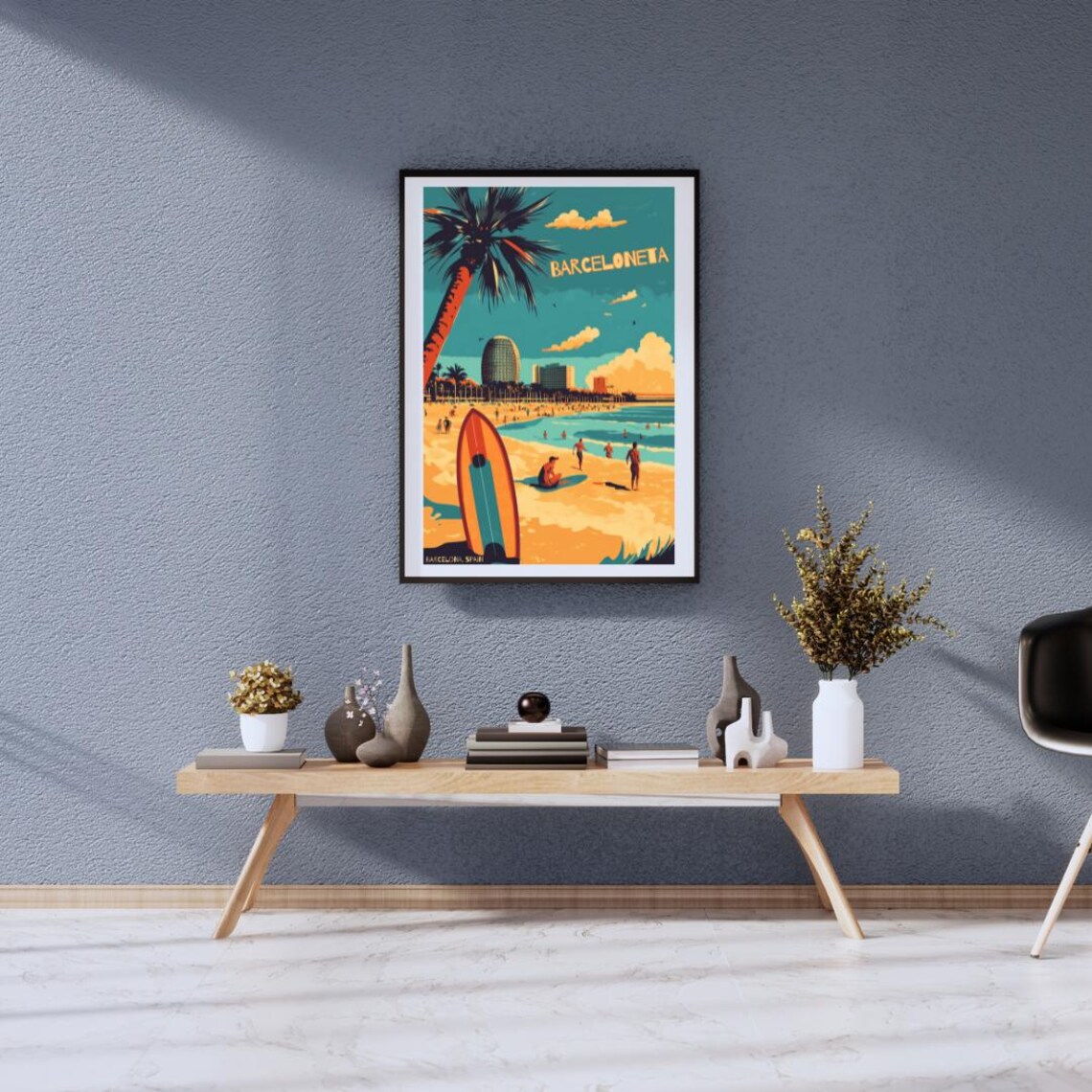 Vintage Barceloneta Poster, Barcelona Travel Poster - Image 2