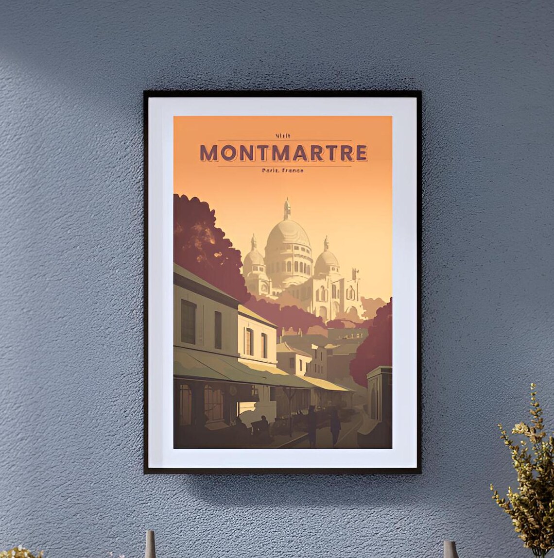 Vintage Montmartre, Bohemian Paris Travel Poster