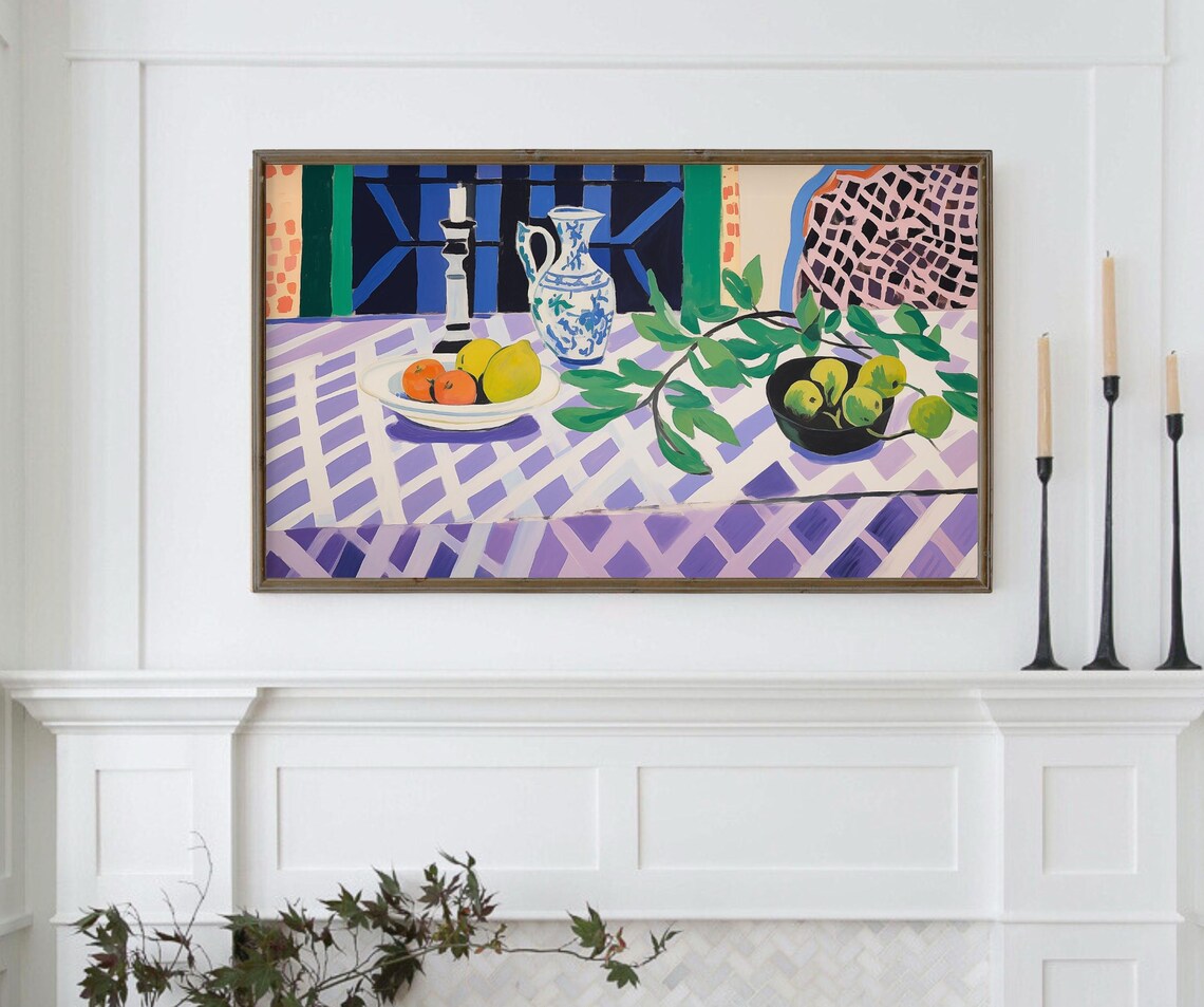 Boho Citrus Tablescape Art Print, Maximalist Still Life - Image 3