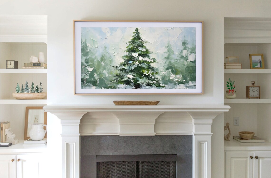 Winter Pine Tree Vintage Christmas Art Print - Image 2