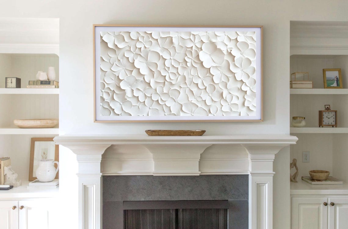 Modern Minimalist White 3D Textured Floral Clover Wall Art Print - Image 6