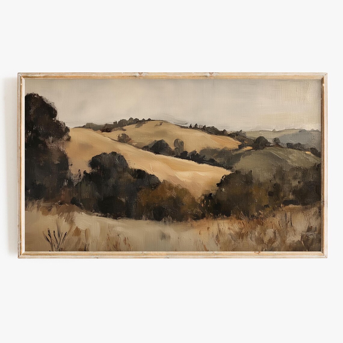 Neutral Rolling Hills Autumn Countryside Beige Farmhouse Art Poster