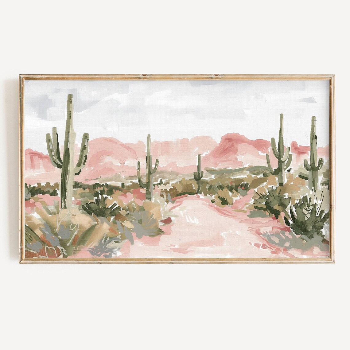 Southwest Desert Cactus Art Print, Soft Pastel Tonal
