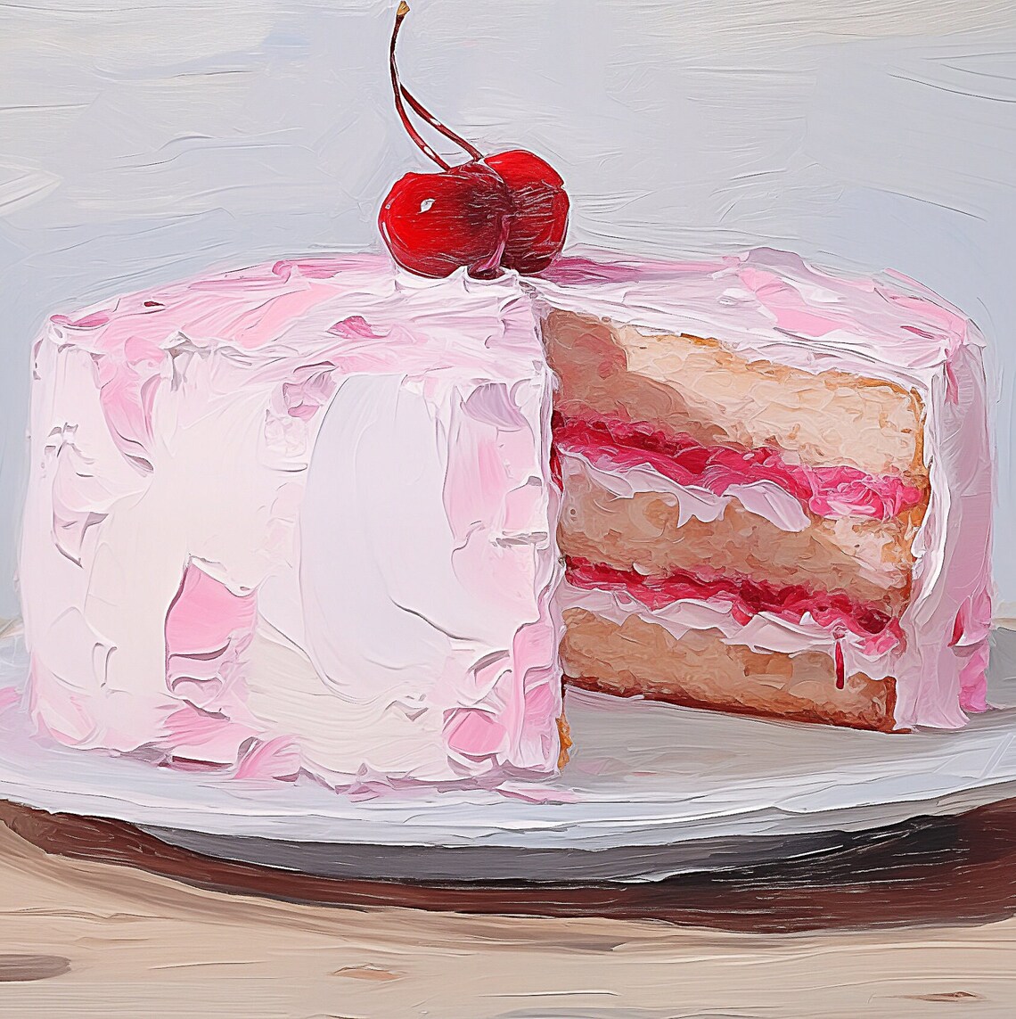 Birthday Cake and Cherries Pink Coquette Art Print - Image 3