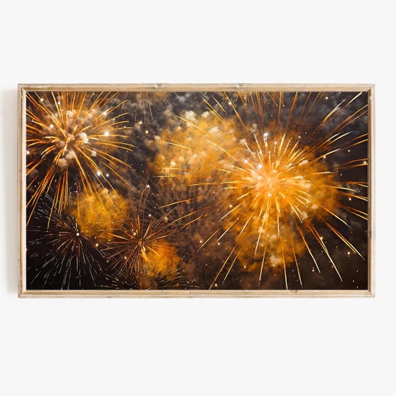 New Year’s Eve Fireworks, Holiday Art Print