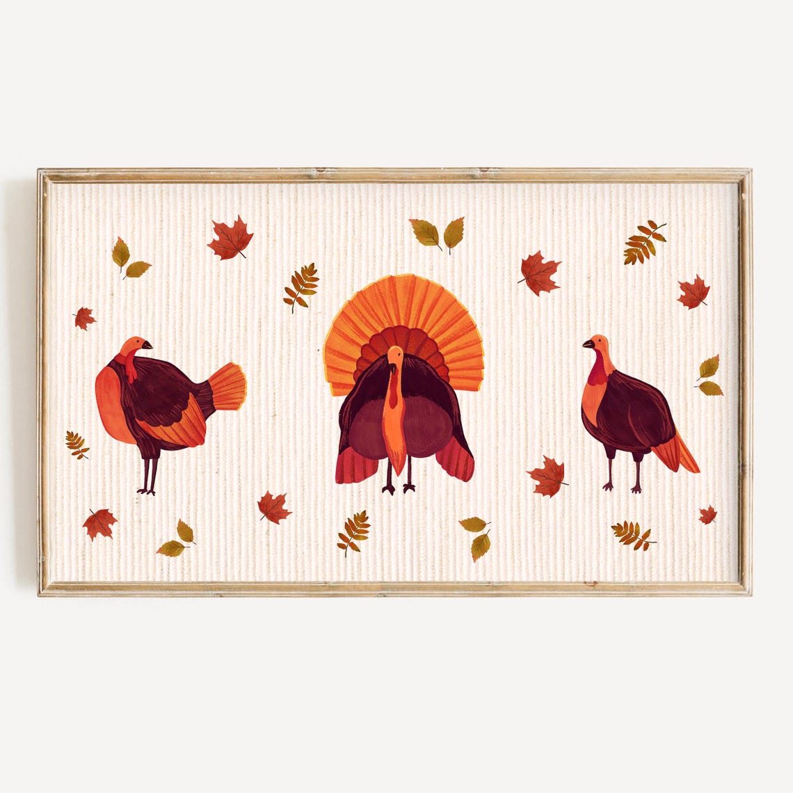 Cute Retro Turkeys Trio Autumn Leaves Thanksgiving Holiday Poster