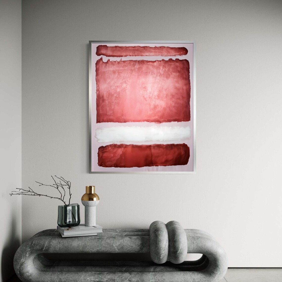 Mark Rothko Abstract Red And White Blocks Canvas Wall Art Modern Minimalist Contemporary Home Gift Decor