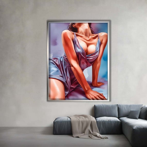 Fashion Woman Legs Canvas Bold Pop Art Figurative Painting Colorful Contemporary Wall Decor For Dressingroom Or Fashionista Gift