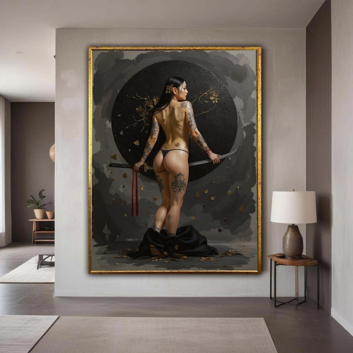 Tattooed Samurai Woman Modern Asian Warrior Art Print