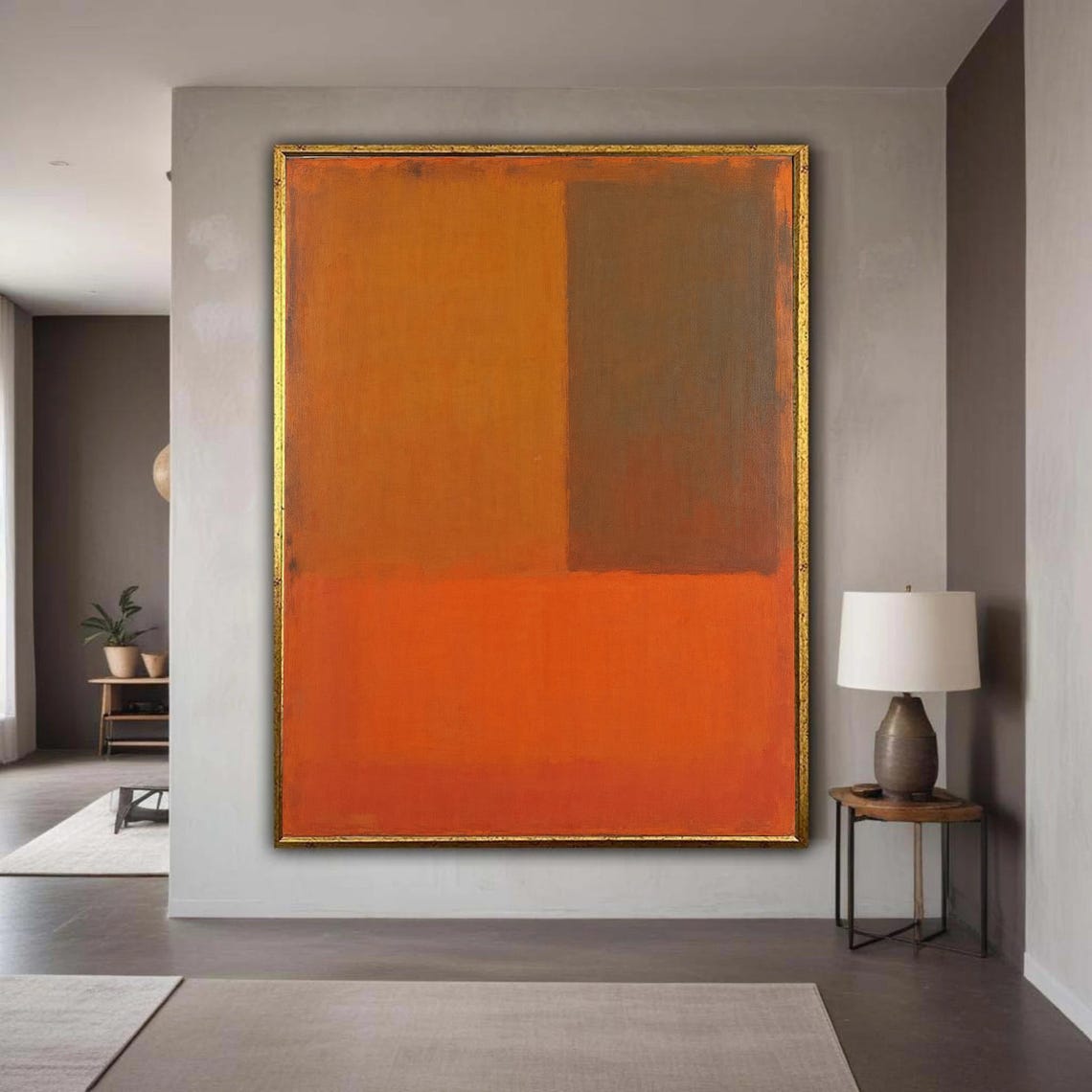 Burnt Orange Abstract Color Field Rothko Style Mid Century Art Poster
