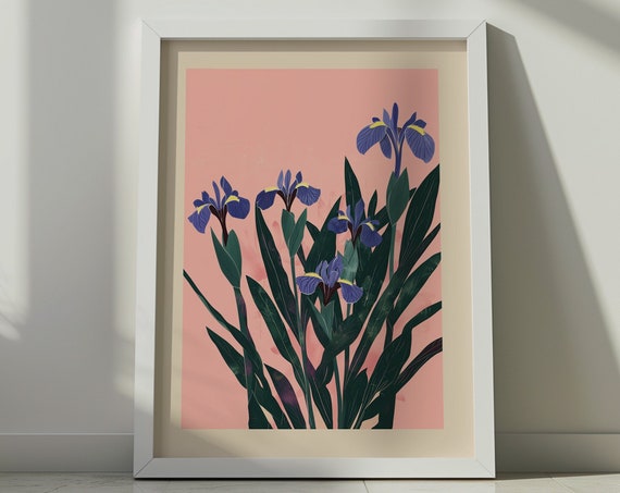 February Iris Birth Flower Art Print, Personalized