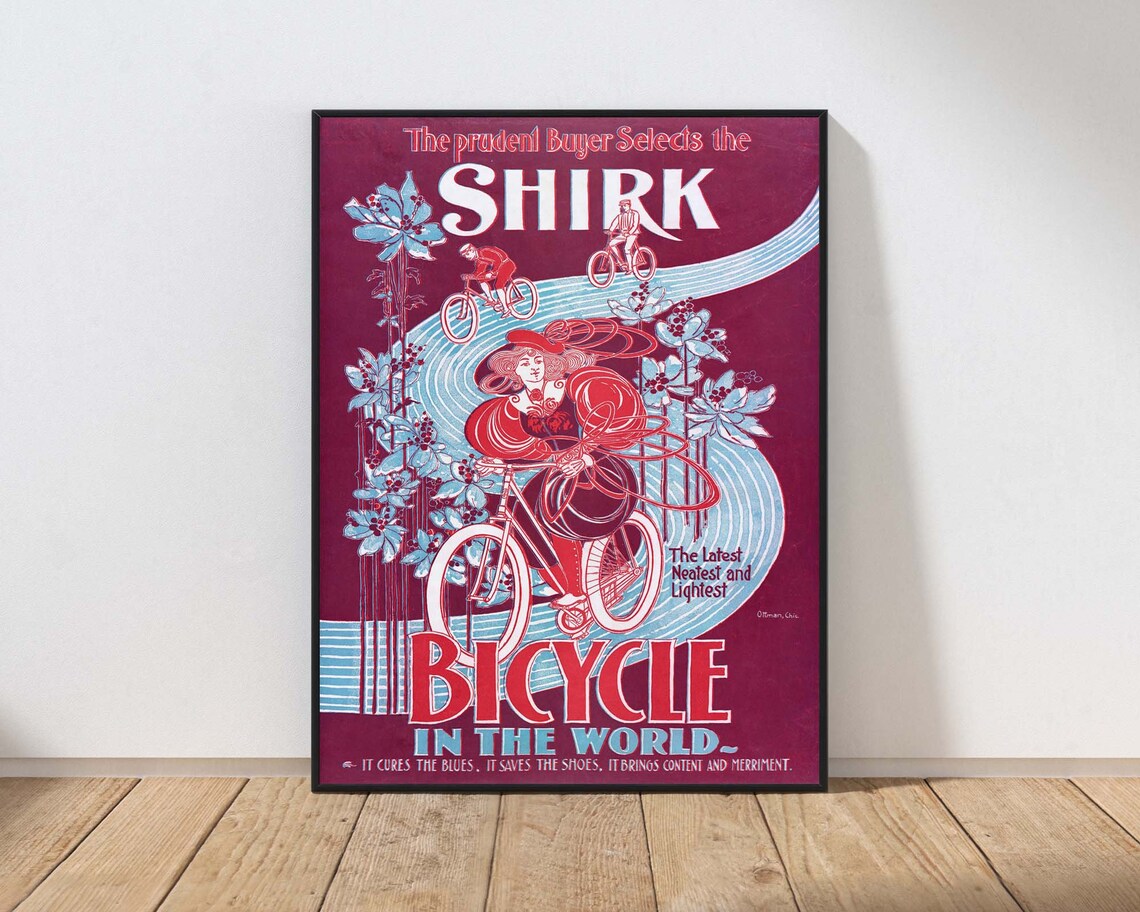 Shirk Bicycle Vintage Advertising Poster Art Nouveau Cycling Ad