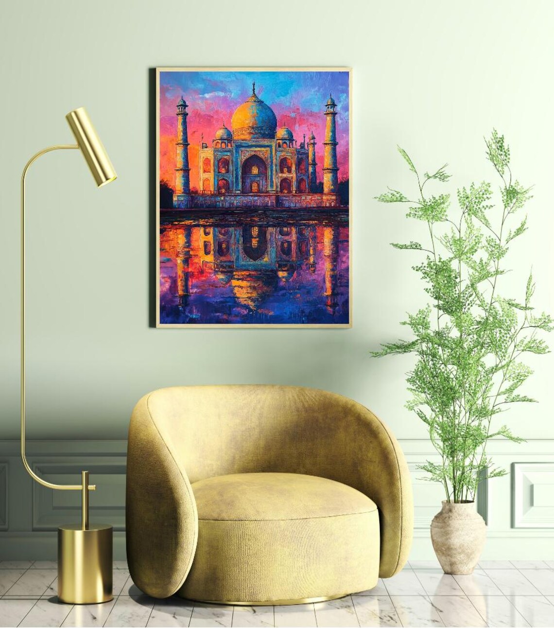 Neon Taj Mahal Travel Poster