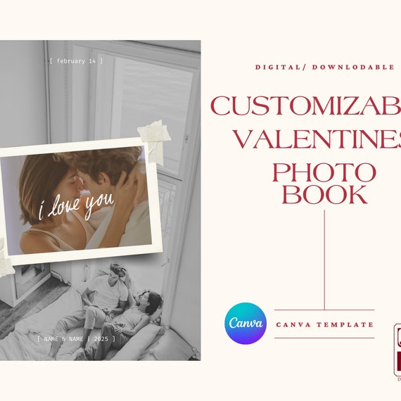 Valentines Day Photobook Gift Template Diy Card Personalized Photo Album Custom Love