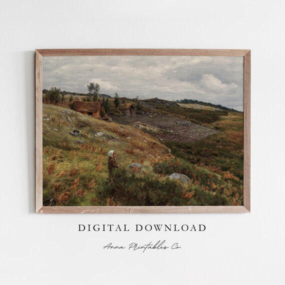 Rustic Moor Child Bracken Landscape Vintage Countryside Poster