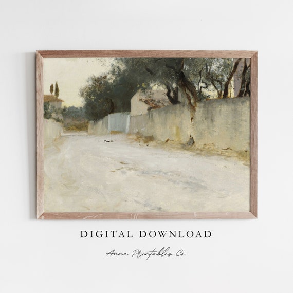 Southern Road Antique Village Road Painting For Neutral Landscape Wall Art Fine Art Prints Large Wall Art
