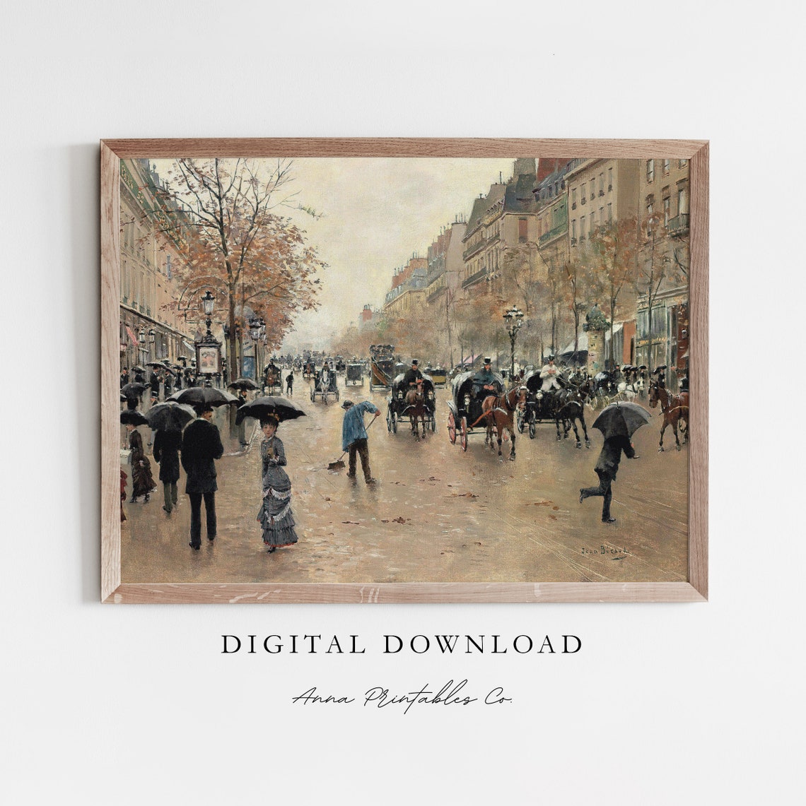 Paris Boulevard Antique Painting Of Paris City Street For French Cityscape Wall Art Fine Art Print Decor