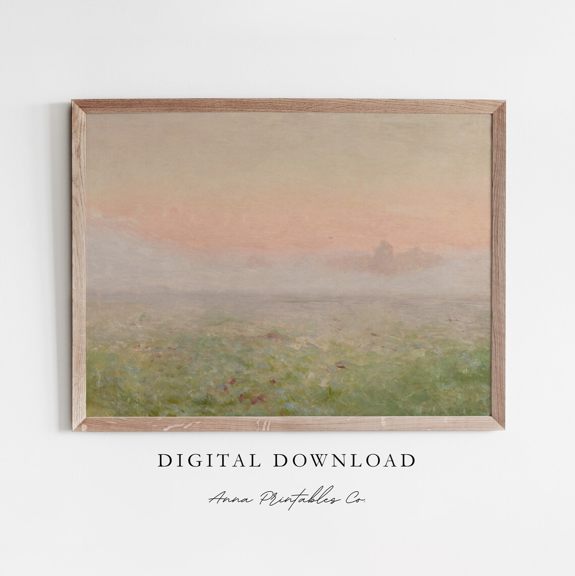 Hazy Pink Sunrise Antique Sunrise Over Meadow Art Print