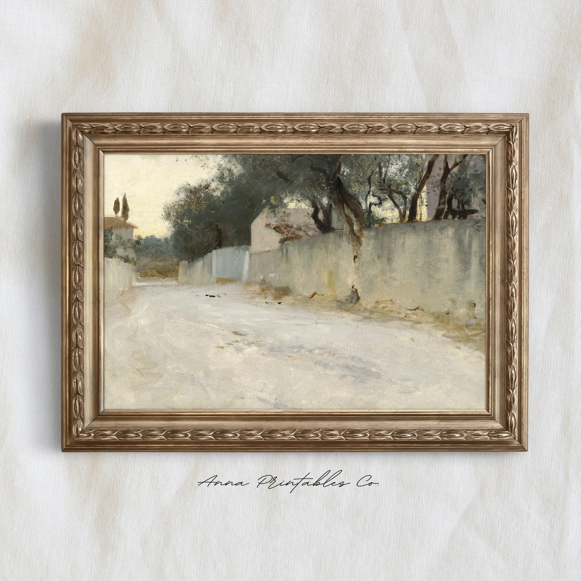 Southern Road Antique Whitewashed Village Road Painting Poster - Image 2