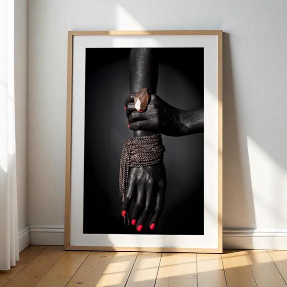Dramatic Black Hands Red Nails Crystal Jewelry Fine Art Photo Poster