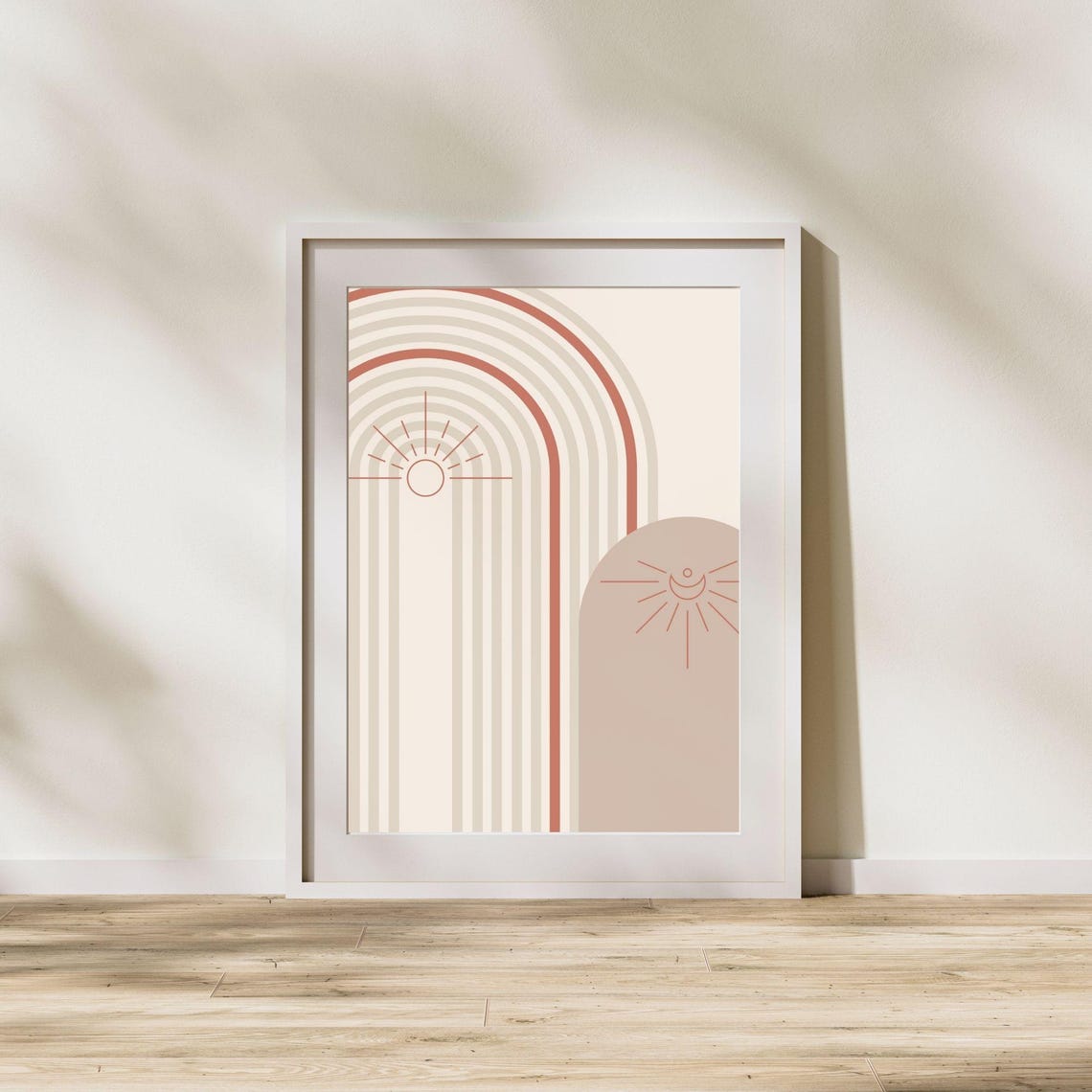 Terracotta Rainbow Arches Sun Line Art Boho Abstract Wall Poster - Image 6