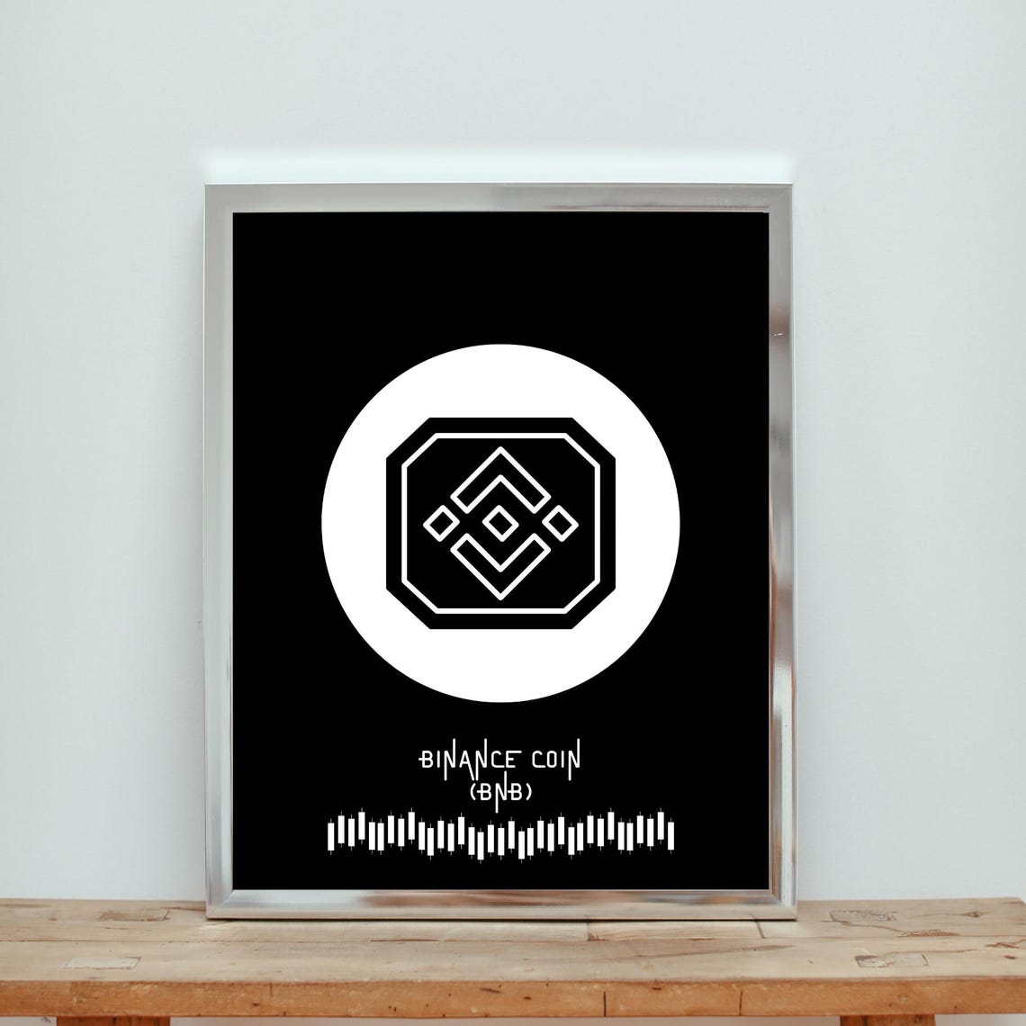 Binance Coin BNB Black And White Minimalist Crypto Logo Wall Poster - Image 4