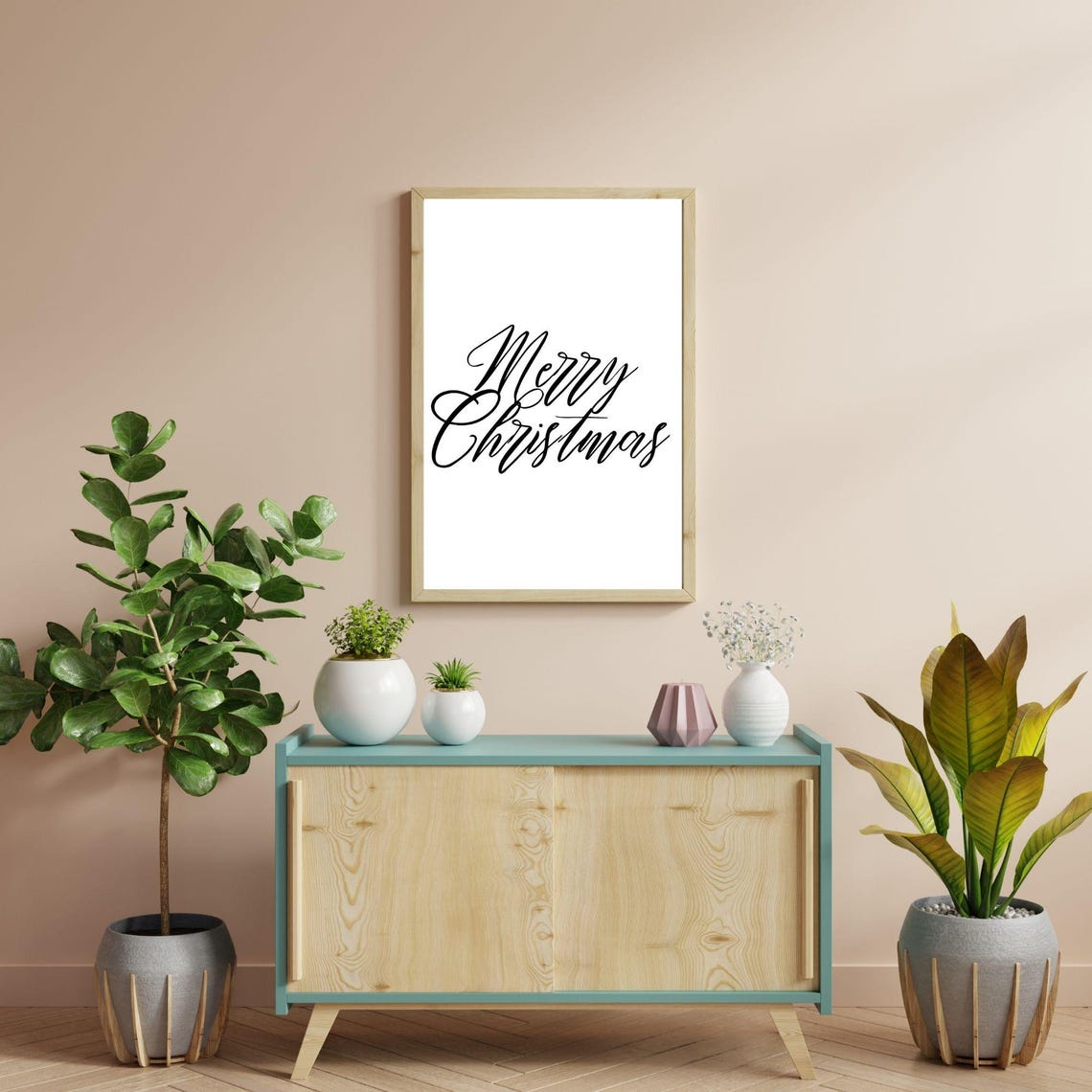 Merry Christmas Elegant Script Minimalist Holiday Decor Poster - Image 3