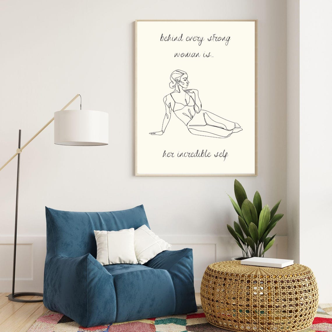 Behind Every Strong Woman Is Her Incredible Self Line Art Quote Poster - Image 2
